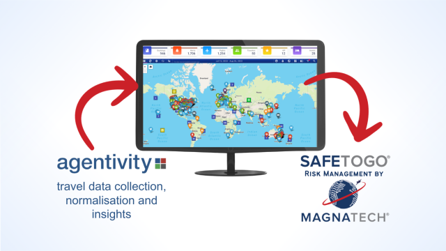 Agentivity feeds clean, specific data securely to SafeToGo, the only automated risk messaging tool for TMCs